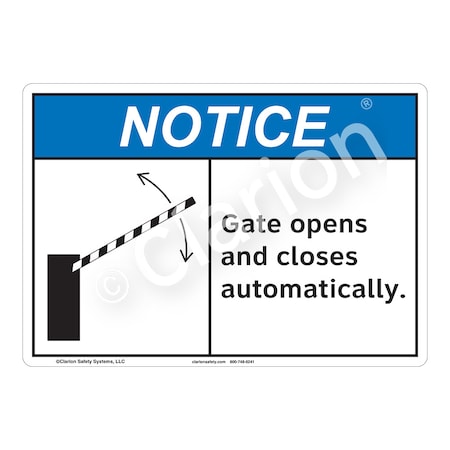 ANSI/ISO Compliant Notice Gate Opens Safety Signs Outdoor Flexible Polyester (Z1) 14 X 10